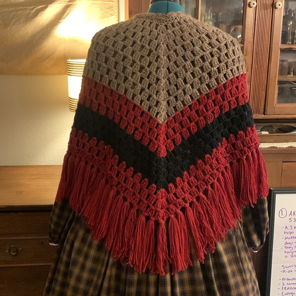 Civil War Victorian Perline Shawl 100% Wool From Godey’s 1863 - Picture 3 of 4